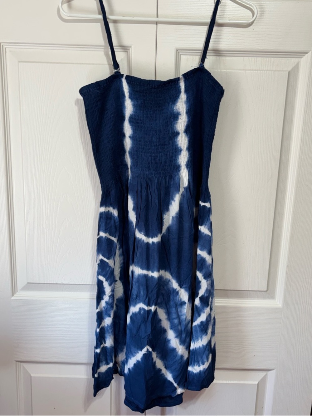 Navy Tie-Dye Smocked Mini Dress